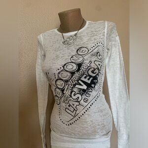 Y2k Vegas White Burn Out Thermal Fitted Top